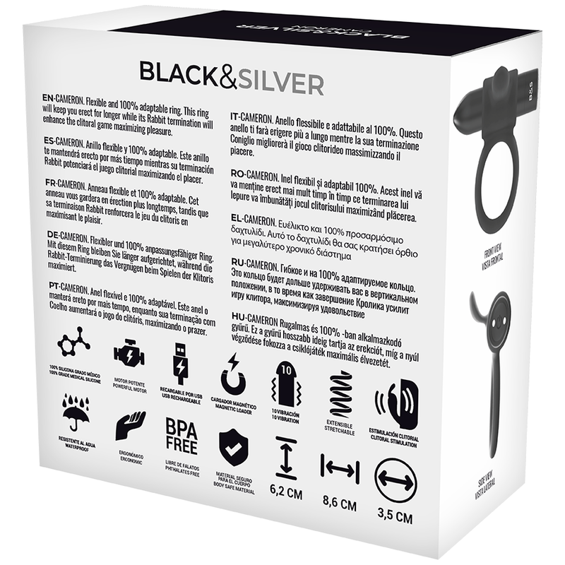 BLACK&SILVER – Vibrationsring mit Watchme-Fernbedienung