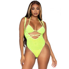 Leg Avenue – Bikini-Top und Straps-Body aus Strass-Mesh