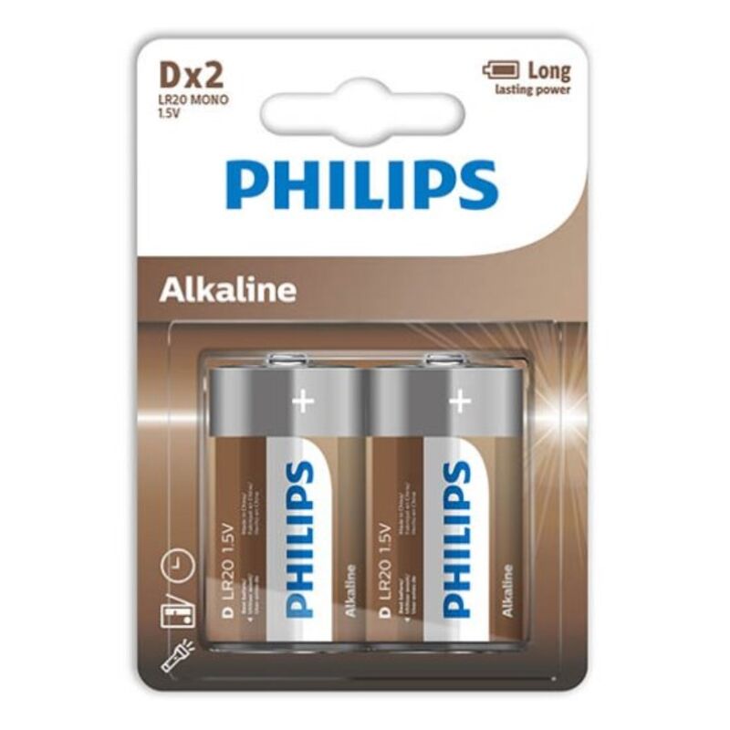 Philips – Alkaline pile D LR20, lot de 2