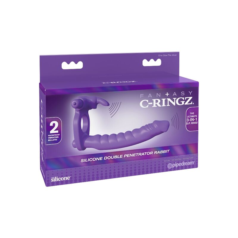 FANTASY C-RINGZ – Silicone double vibrator rabbit