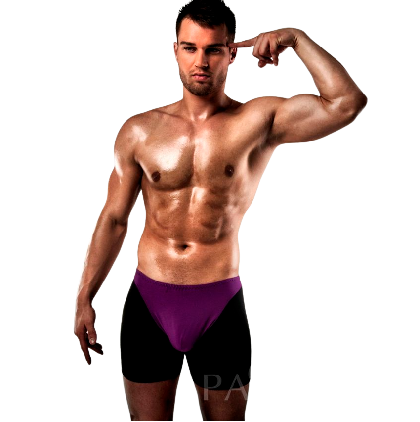 PASSION Boxer 009 – Erotische Dessous Lila/Schwarz, S/M