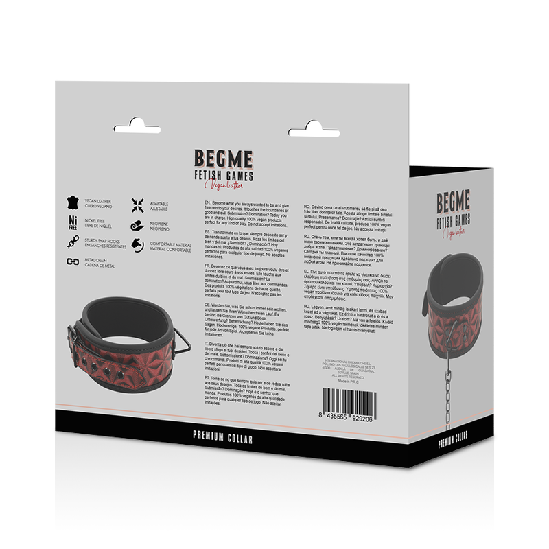BEGME Red Edition – Premium-Halsband aus veganem Leder mit Neoprenfutter