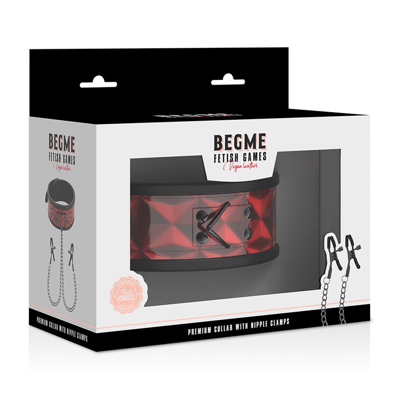 BEGME Red Edition – Halsband mit Nippelklemmen und Neoprenfutter