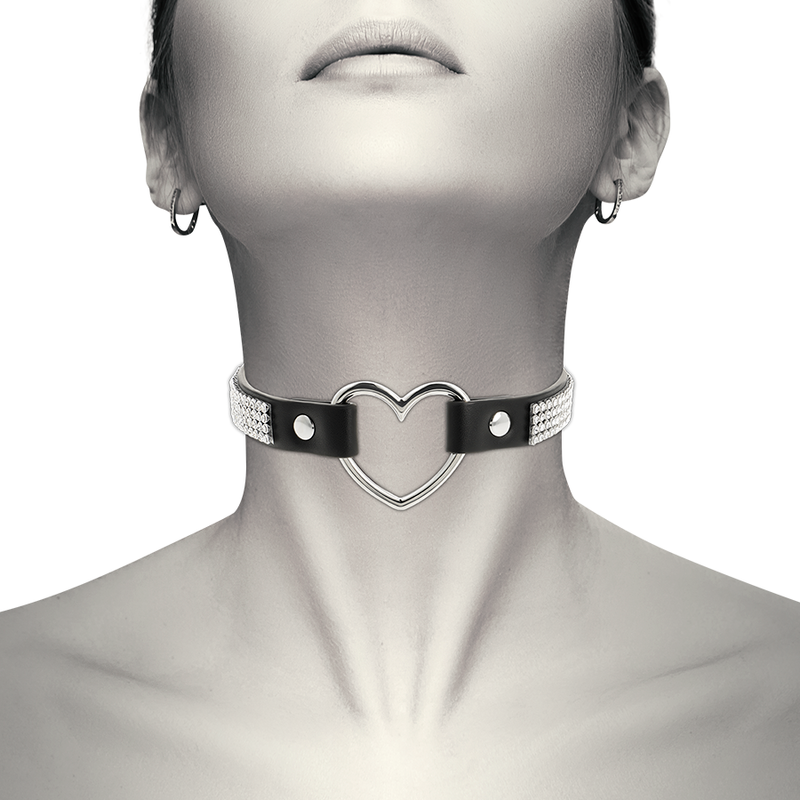COQUETTE CHIC DESIRE – Choker aus veganem Leder mit Herz-Anhänger, verstellbar