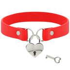 COQUETTE CHIC DESIRE – Collana in pelle vegana rossa con accessorio cuore con chiave