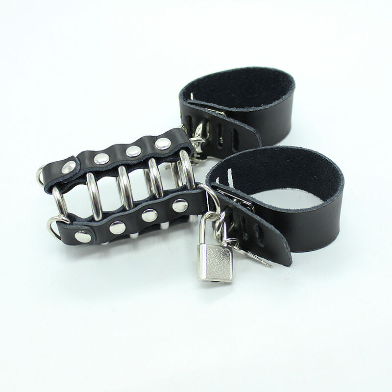 OHMAMA Fetish – Peniskäfig mit Metallringen und Lederriemen