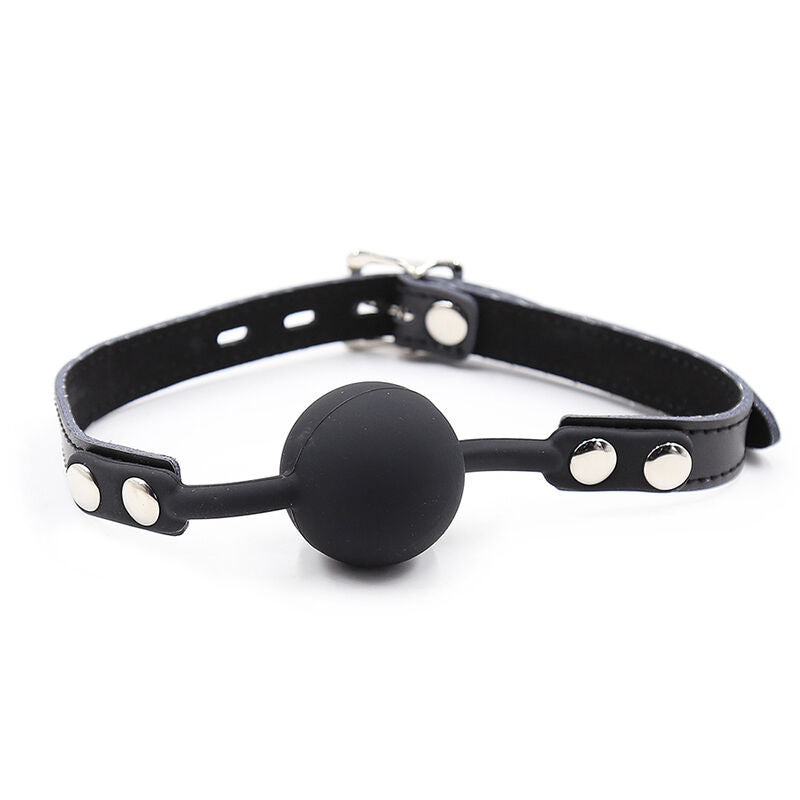 OHMAMA FETISH – Silicone ball gag with leather belt (padlock included)