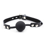 OHMAMA FETISH – Silicone ball gag with leather belt (padlock included)