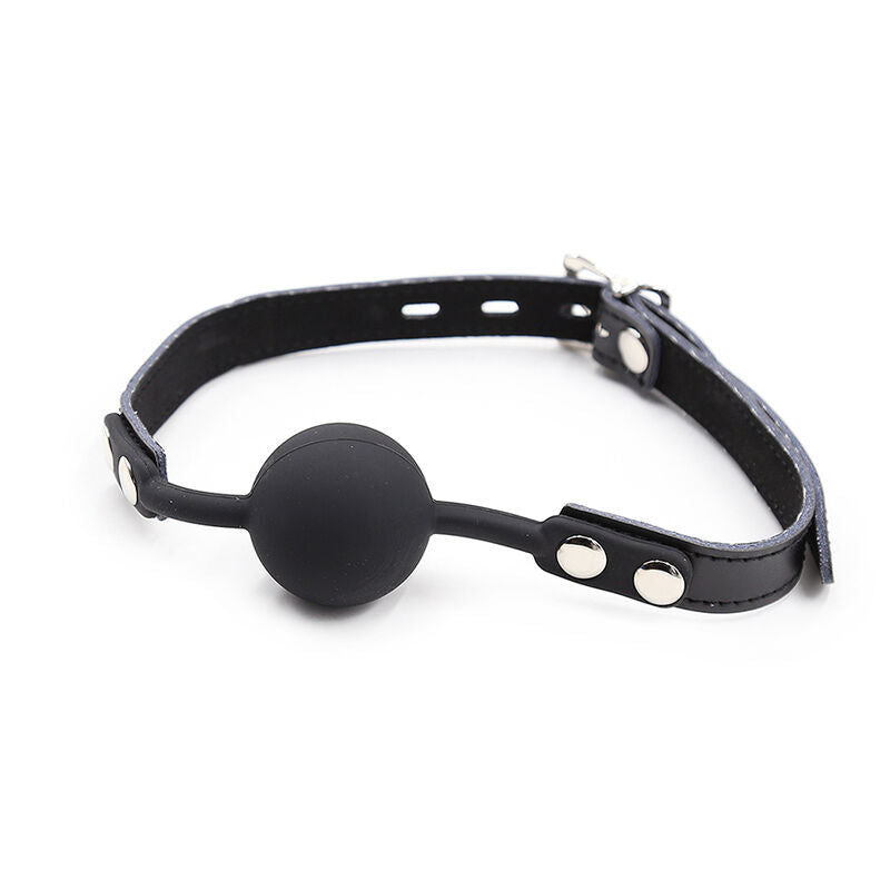 OHMAMA FETISH – Silicone ball gag with leather belt (padlock included)