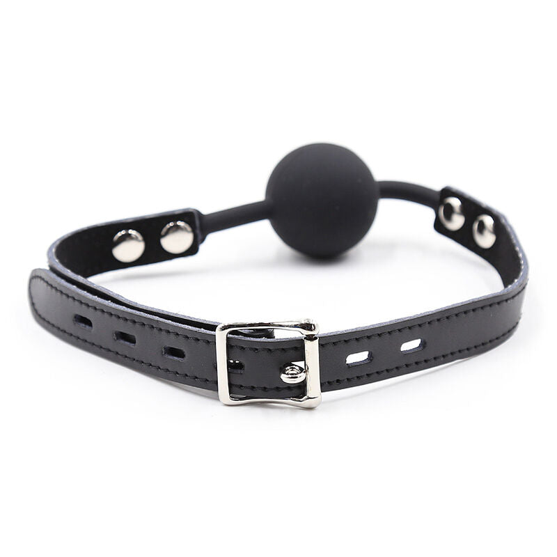 OHMAMA FETISH – Bâillon balle en silicone avec ceinture en cuir (cadenas inclus)