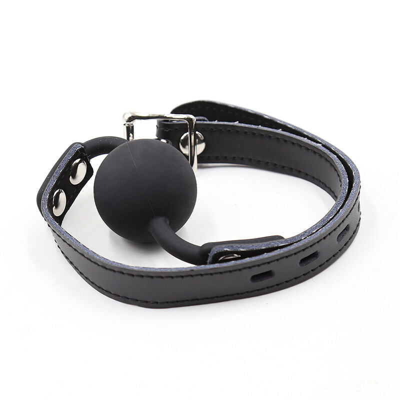 OHMAMA FETISH – Silicone ball gag with leather belt (padlock included)