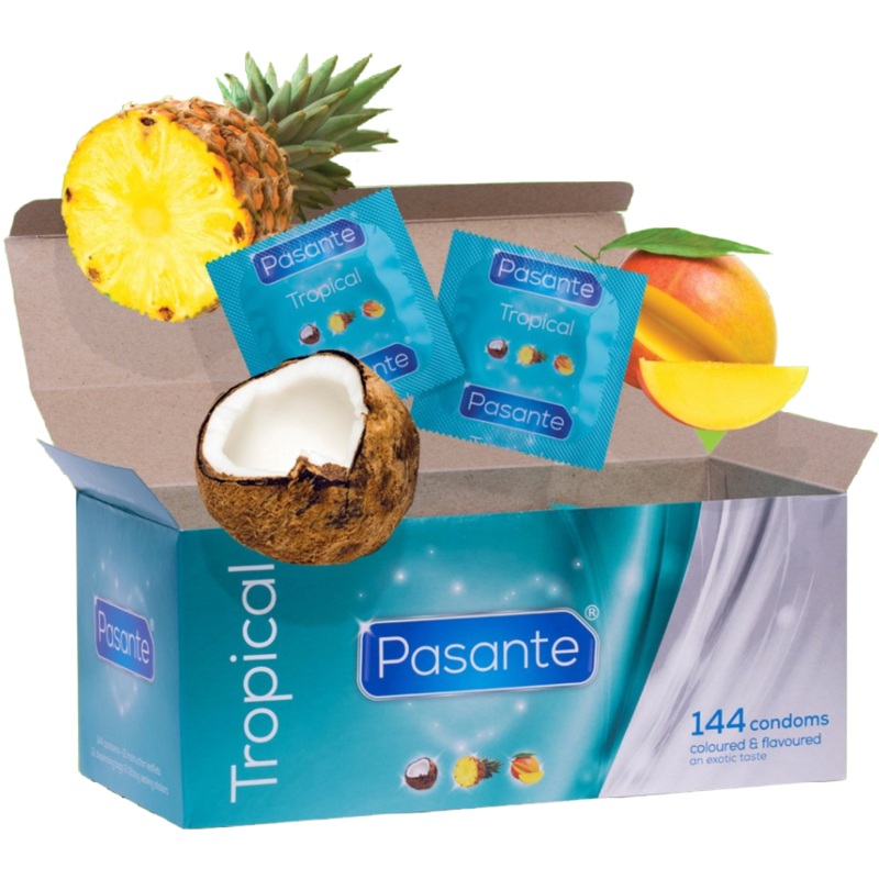 PASANTE Tropical – aromatisierte Kondome, 144 Stück