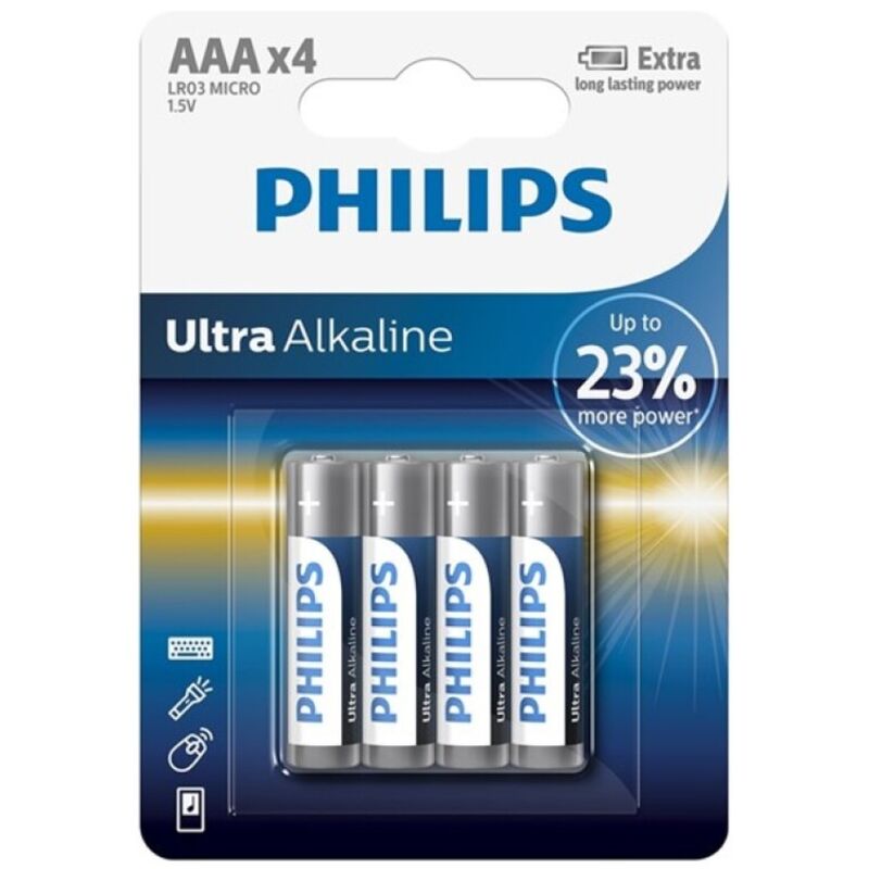 Philips – Ultra batteria alcalina AAA LR03, 4 pezzi