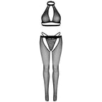 LEG AVENUE Fischnetz-Set – Top, G-String und Strumpfhose