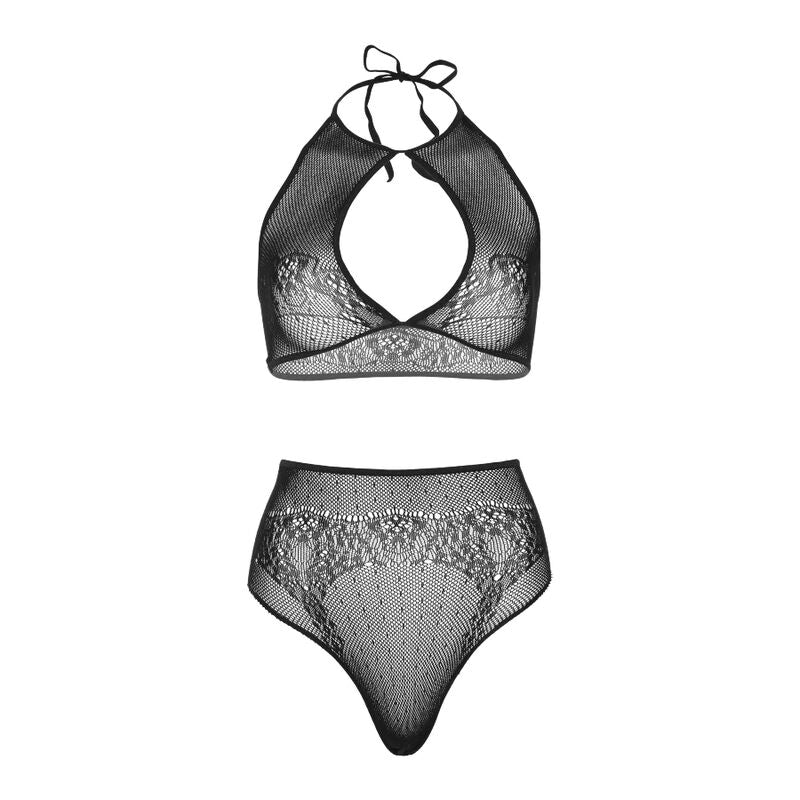 LEG AVENUE 2-teiliges Set – Neckholder-Crop-Top und Tanga, Einheitsgrösse