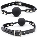 OHMAMA FETISH – Silicone ball gag with leather belt (padlock included)