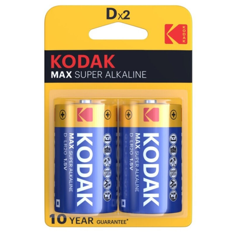 KODAK Max Alkaline – Piles D LR20, lot de 2
