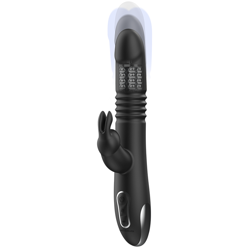 BLACK&SILVER – KENJI VIBROMASSEUR RABBIT UP & DOWN + TÉLÉCOMMANDE WATCHME