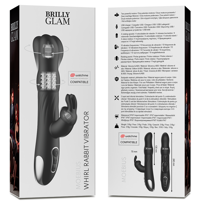 BRILLY GLAM – MOEBIUS RABBIT VIBRATOR & ROTATOR + WATCHME REMOTE CONTROL