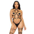 LEG AVENUE KINK – Herzringgeschirr, Teddy, Schwarz