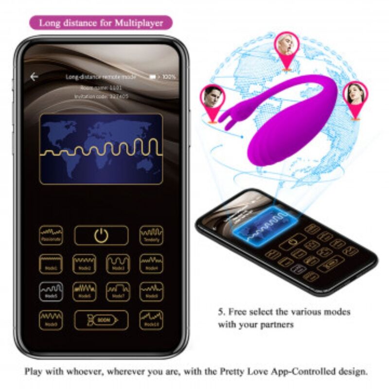 PRETTY LOVE Catalina – App-gesteuerter Massager, flieder