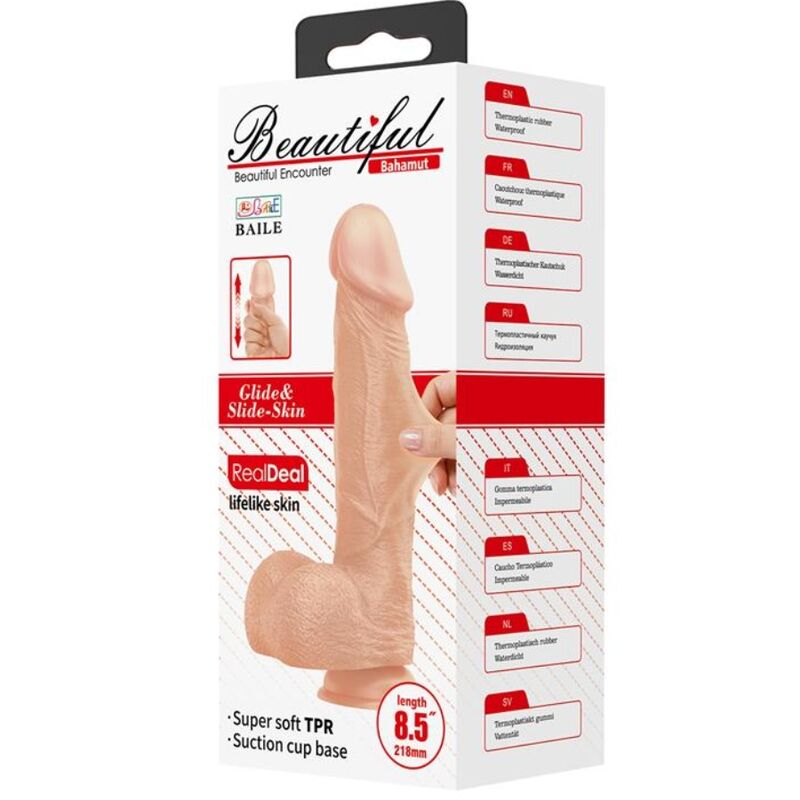 BAILE Bahamut – Flexibler realistischer Dildo, 21,8 cm, natürliche Farbe