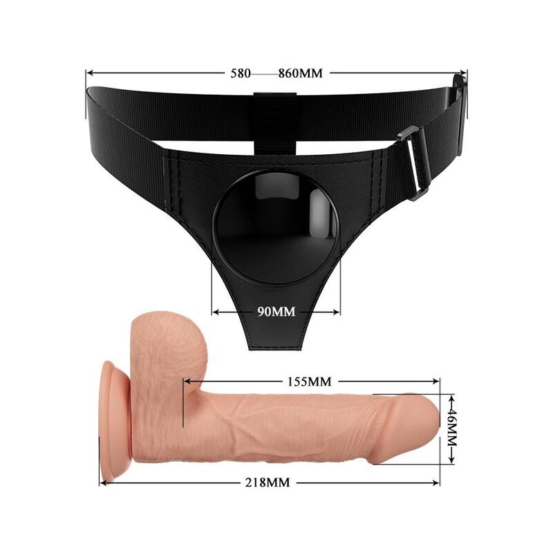 PRETTY LOVE – SLIP HARNAIS HARNAIS UNIVERSEL AVEC GODE JERRY 21,8 CM NATUREL