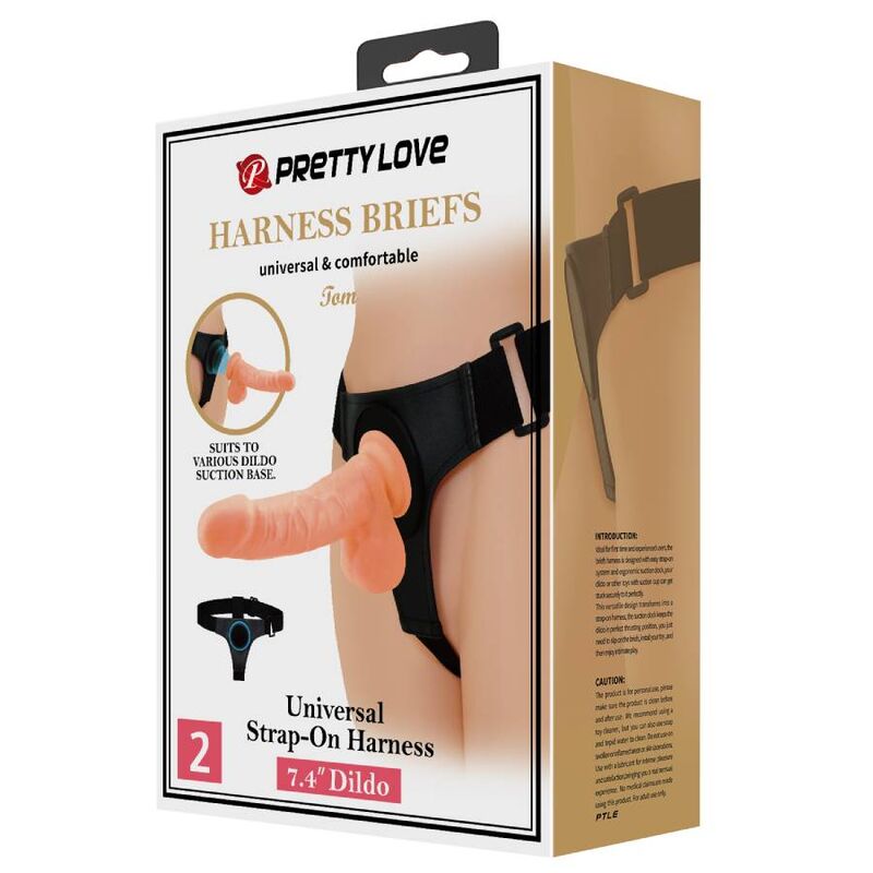PRETTY LOVE Tom – Universal-Harness-Hose mit Dildo, 20 cm, Natur