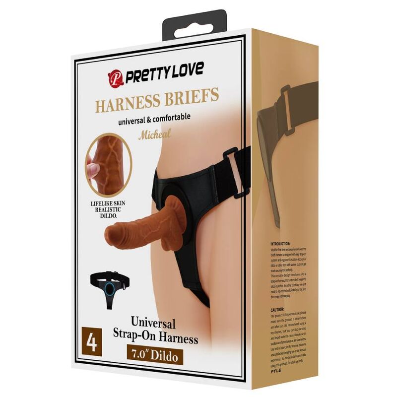 PRETTY LOVE – IMBRAGATURA SLIP UNIVERSALE IMBRAGATURA CON DILDO MICHEAL 20 CM NERO