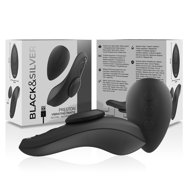 BLACK&SILVER Preston – Wiederaufladbarer Höschenvibrator, schwarz