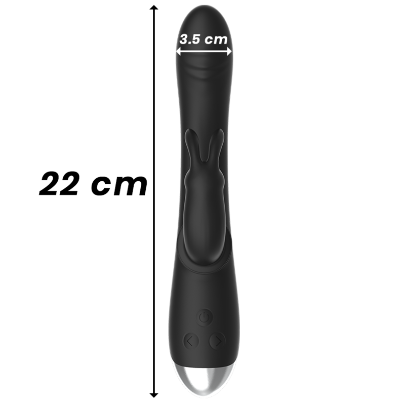 BLACK&SILVER Adam – Wiederaufladbarer Rabbit-Vibrator aus Silikon, schwarz