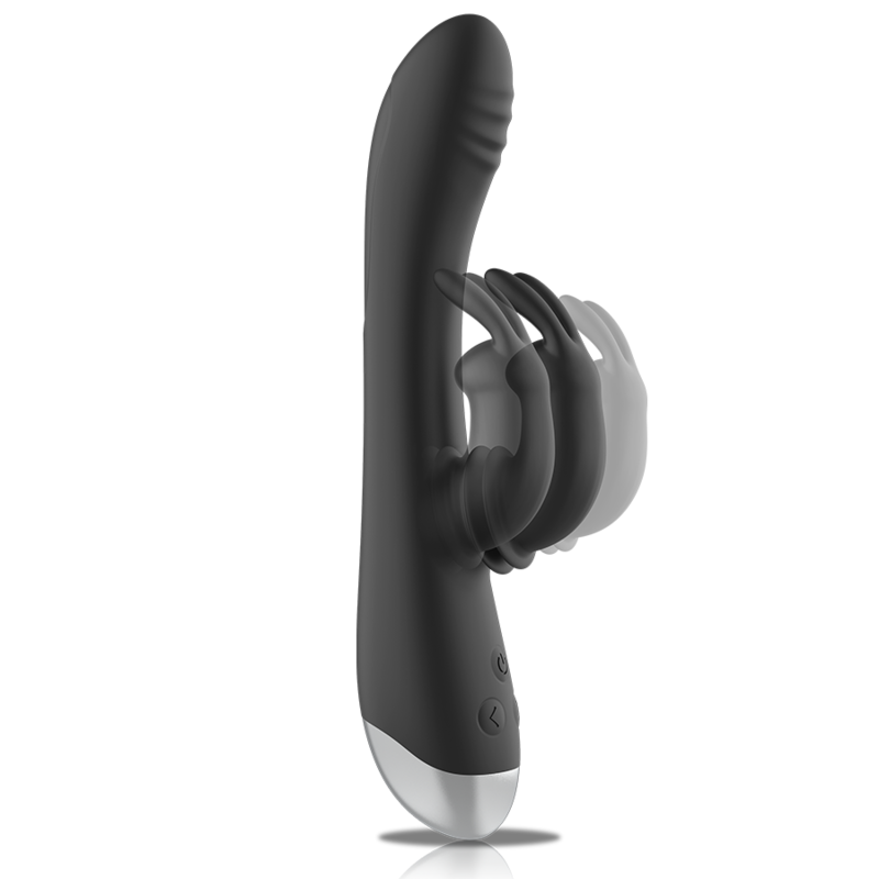 BLACK&SILVER – DJ. ADAM RECHARGEABLE SILICONE RABBIT STIMULATOR BLACK