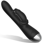 BLACK&SILVER Adam – Wiederaufladbarer Rabbit-Vibrator aus Silikon, schwarz