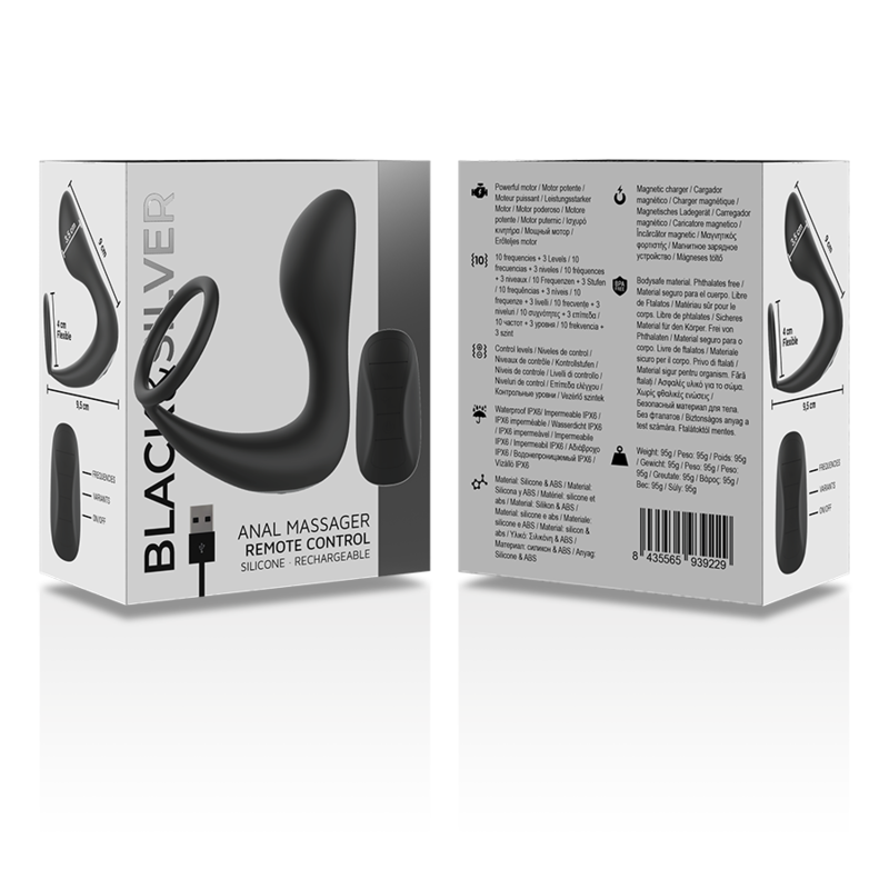 BLACK&SILVER – Analmassager mit Fernbedienung, wiederaufladbares Silikon, schwarz
