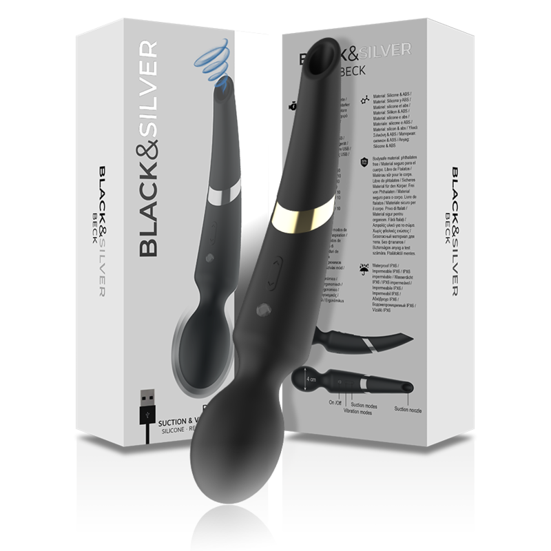 BLACK&SILVER Beck – Stab- und Saugwellenvibrator 2-in-1, Silikon