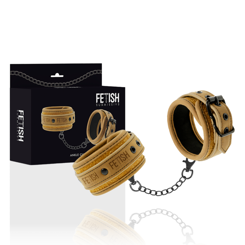 FETISH SUBMISSIVE ORIGIN – Fussmanschetten aus veganem Leder mit Neoprenfutter