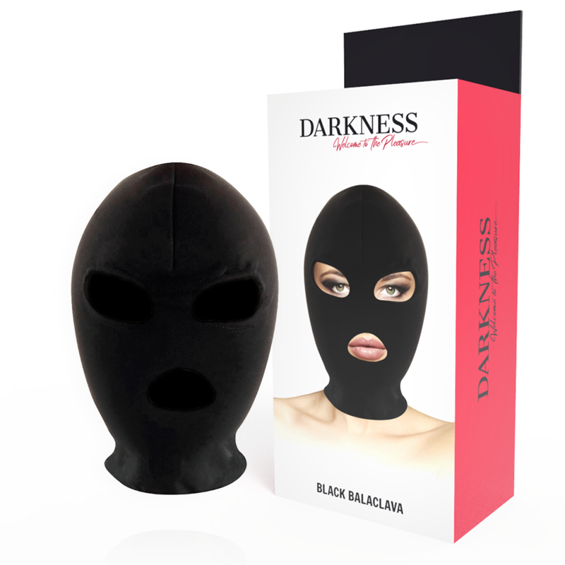 DARKNESS Submission-Maske – mit Mund- und Augenöffnung, Schwarz