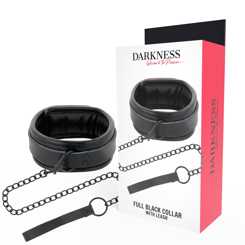 DARKNESS – Schwarzes Halsband mit Leine