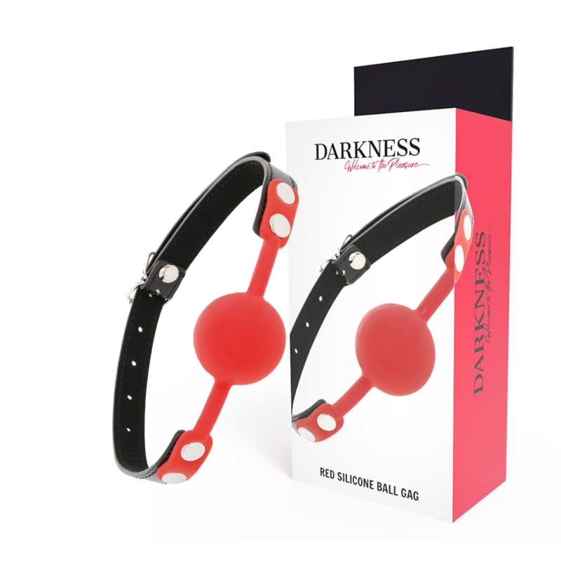 DARKNESS Silikon-Knebel – Rot, mit Lederriemen