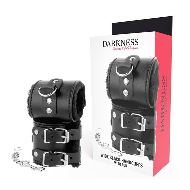 DARKNESS Lederhandschellen – Schwarz, mit Innenfutter
