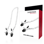 DARKNESS Nippelklemmen – Metall mit Kette, verstellbar