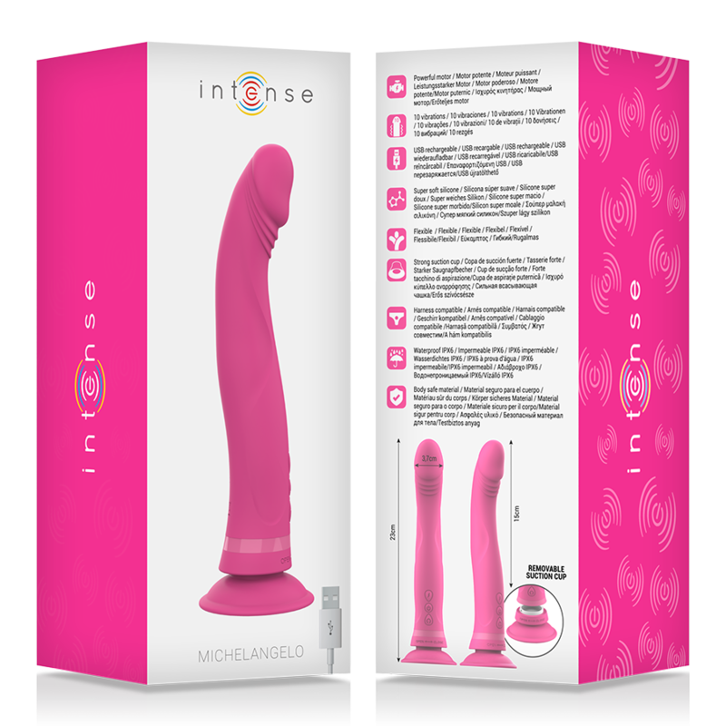 INTENSE – MICHELANGELO PINK SILICONE VIBRATOR DILDO