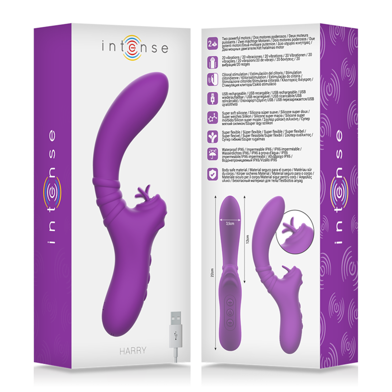 INTENSE – HARRY FLEXIBLE VIBRATOR WITH PURPLE TONGUE