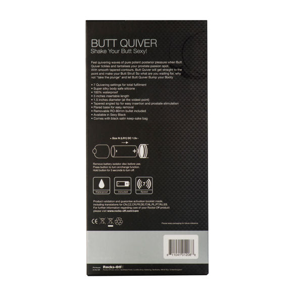 ROCKS-OFF Butt Quiver – P-Punkt-Analstimulator, 7 Geschwindigkeiten, Schwarz