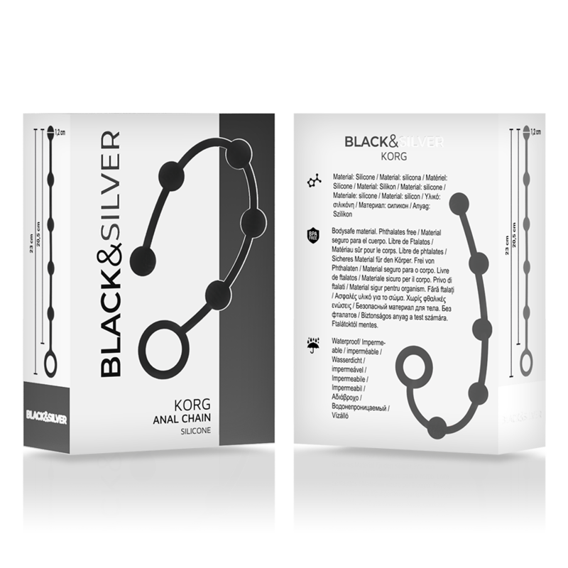 BLACK&SILVER Korg – Analkette aus Silikon für Einsteiger, 21 cm