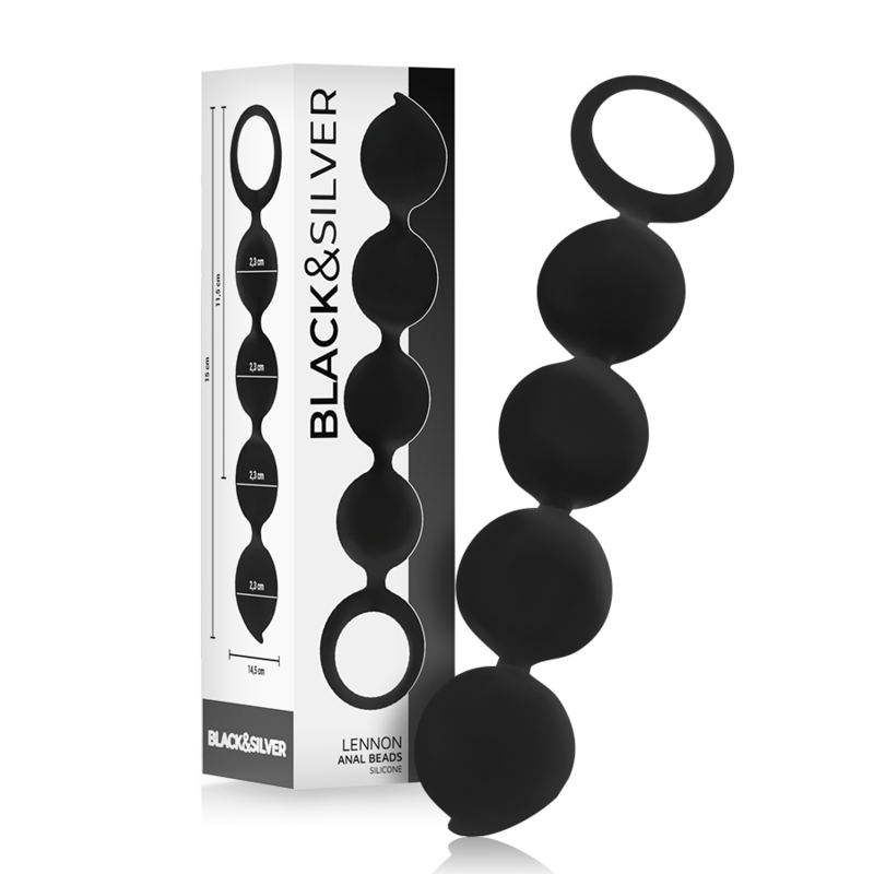 BLACK&SILVER Lennon – Analkugelkette mit 4 Silikonkugeln, 15 cm
