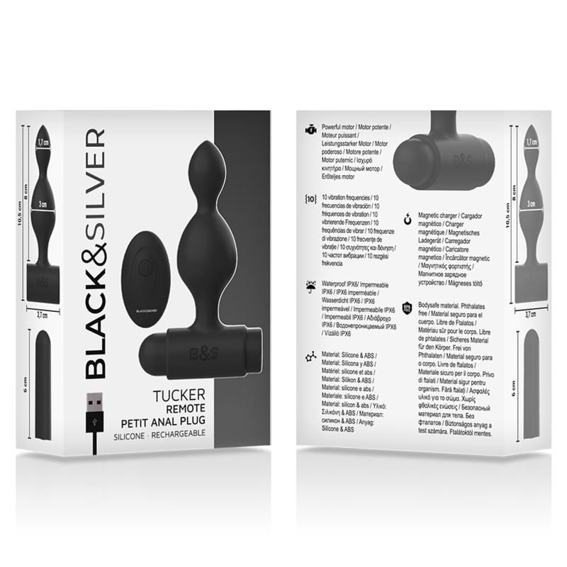 BLACK&SILVER – TELECOMANDO TELECOMANDO CON PLUG ANALE IN SILICONE PICCOLO TUCKER