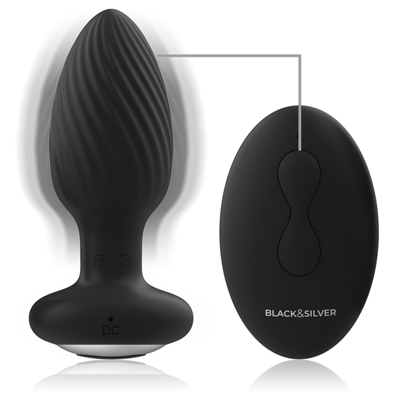 BLACK&SILVER – WELLS PLUG SILICONE ANAL ROTATOR REMOTE CONTROL
