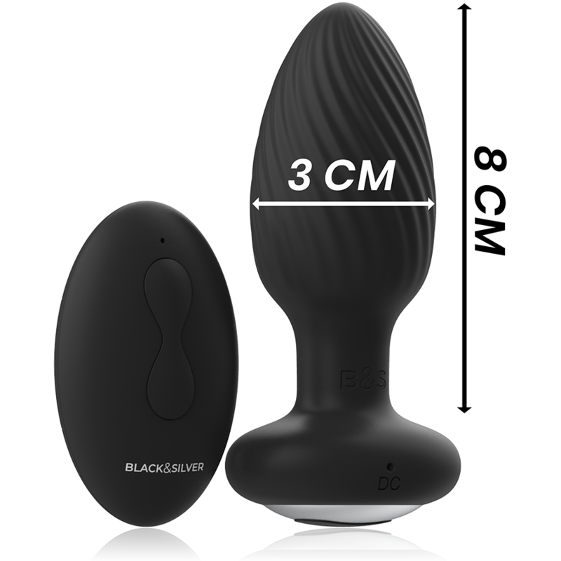 BLACK&SILVER – WELLS PLUG SILICONE ANAL ROTATOR REMOTE CONTROL