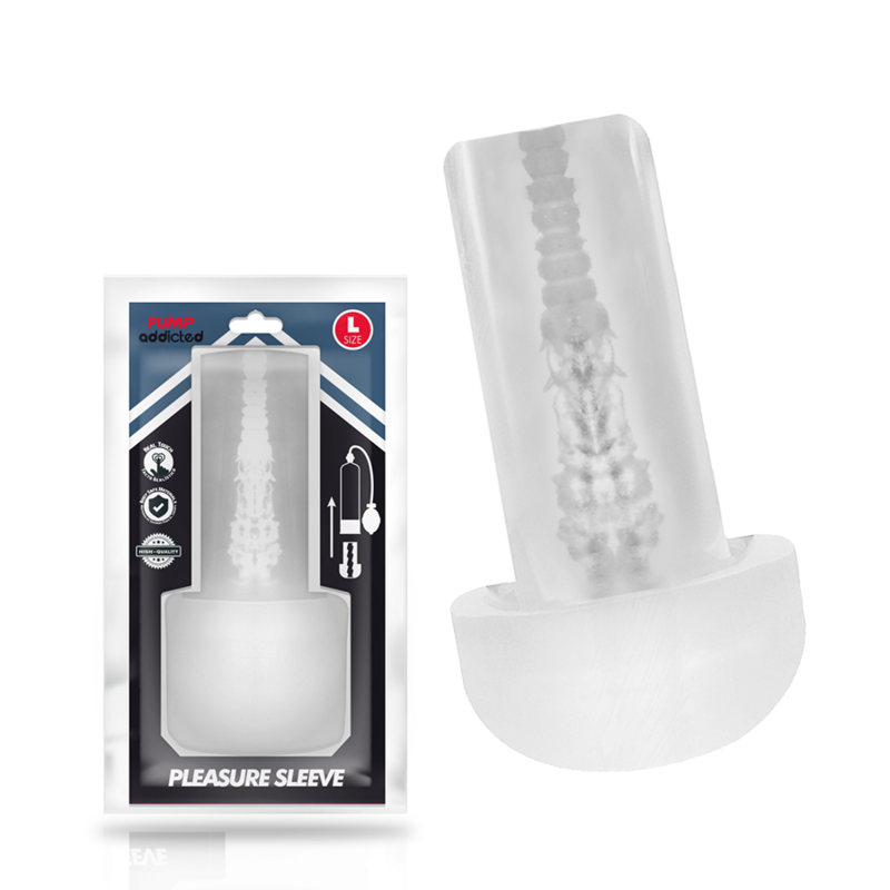 PUMP ADDICTED Pleasure Sleeve – Transparenter Masturbator, Grösse L